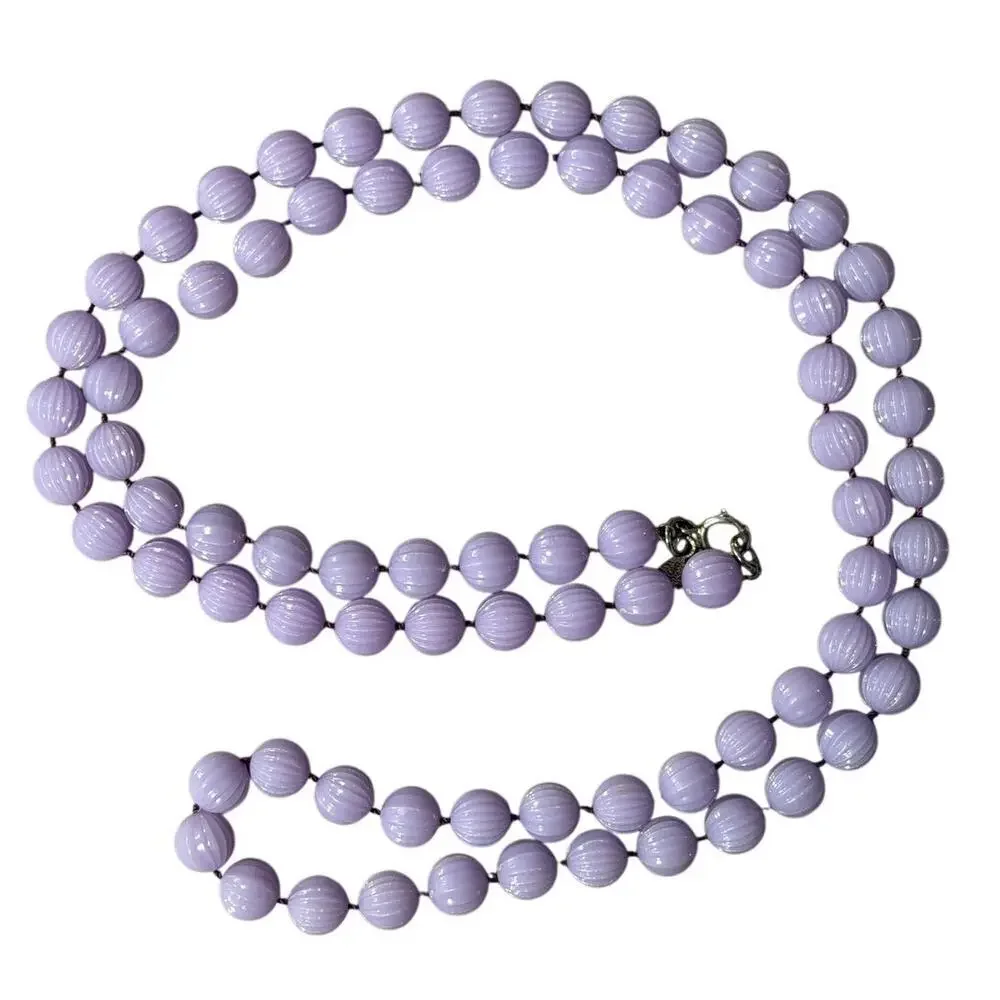 Sarah Coventry Lavender Beaded Necklace Vintage 36in Knotted Acrylic